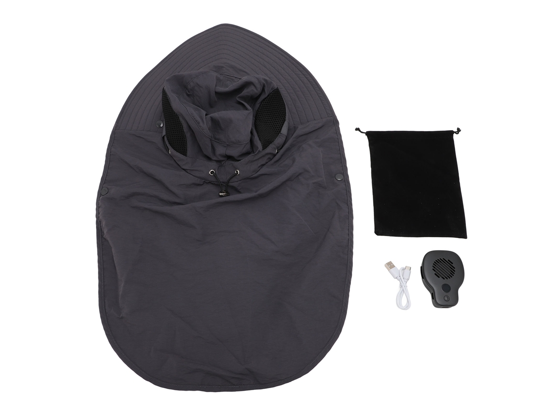 Aetheria chapéu de Sol com Ventilador para Rosto e Pescoço Uv Upf50+ Transpiravel Ajustável para Homens e Mulheres