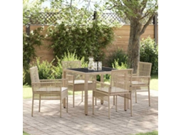 Vidaxl Conjunto De Jantar Para Jardim 5 Pcs Bege Vime Pe