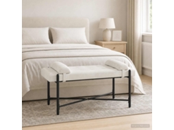 Vidaxl Banco Com Botões E Travesseiros Creme 110 X 40 X 46 Cm Veludo