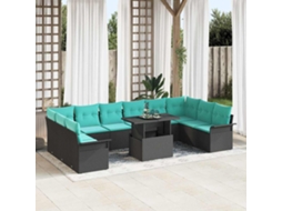 Vidaxl Conjunto De Sofá De Jardim 11 Pcs Preto Rattan De Polipropileno