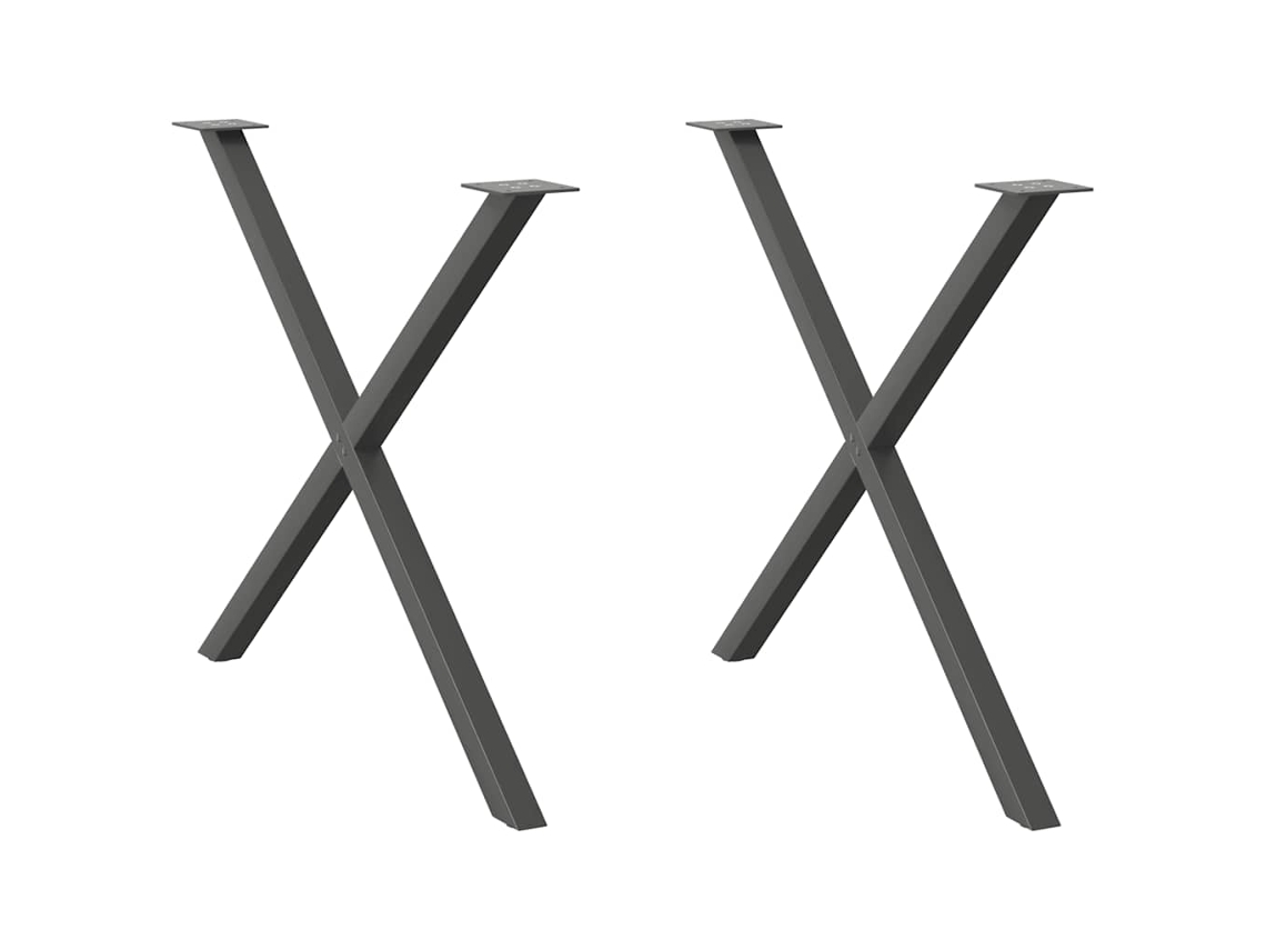 Vidaxl Pés Para Mesa De Jantar Em Formato De X, 2 Peças, Antracite, 90x (72-73) Cm, Aço