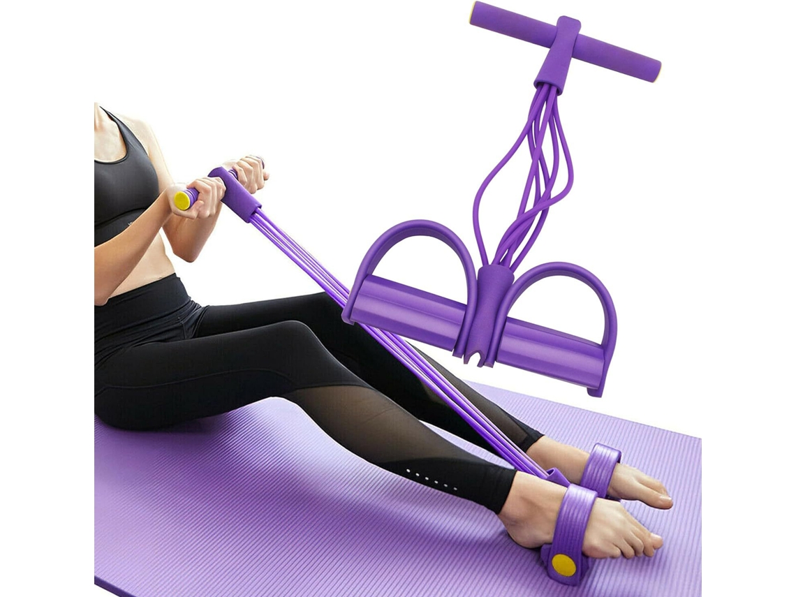 Faixa Elástica de Resistência AQUAFORGE com 6 Tubos para Ioga e Abdominais Roxa