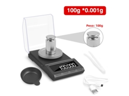 Balança Eletrônica Digital de Precisão , Alimentada por Usb, com Visor Lcd e Precisão de 0,001 G. MDUG (preta, 100 G)