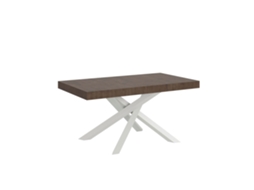 Mesa Extensível 160/264x90 Cm Volantis Pernas Brancas Nogueira Itamoby