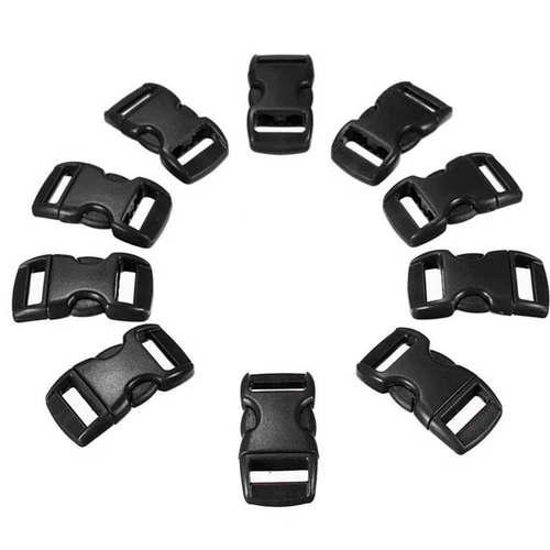 100 Peças 3/8 Preto Fivela De Plástico Com Liberação Lateral Curva Para Pulseira De Paracord Zeuxo
