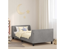 Vidaxl Estrutura De Cama Infantil Com Cabeceira Cinzento-claro Veludo