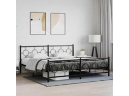 Vidaxl Estrutura De Cama Com Cabeceira E Pés 200x200 Cm Metal Preto