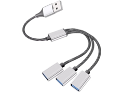 Divisor Usb 1 Macho Para 3 Fêmeas, 5v/2a Máx., Prateado
