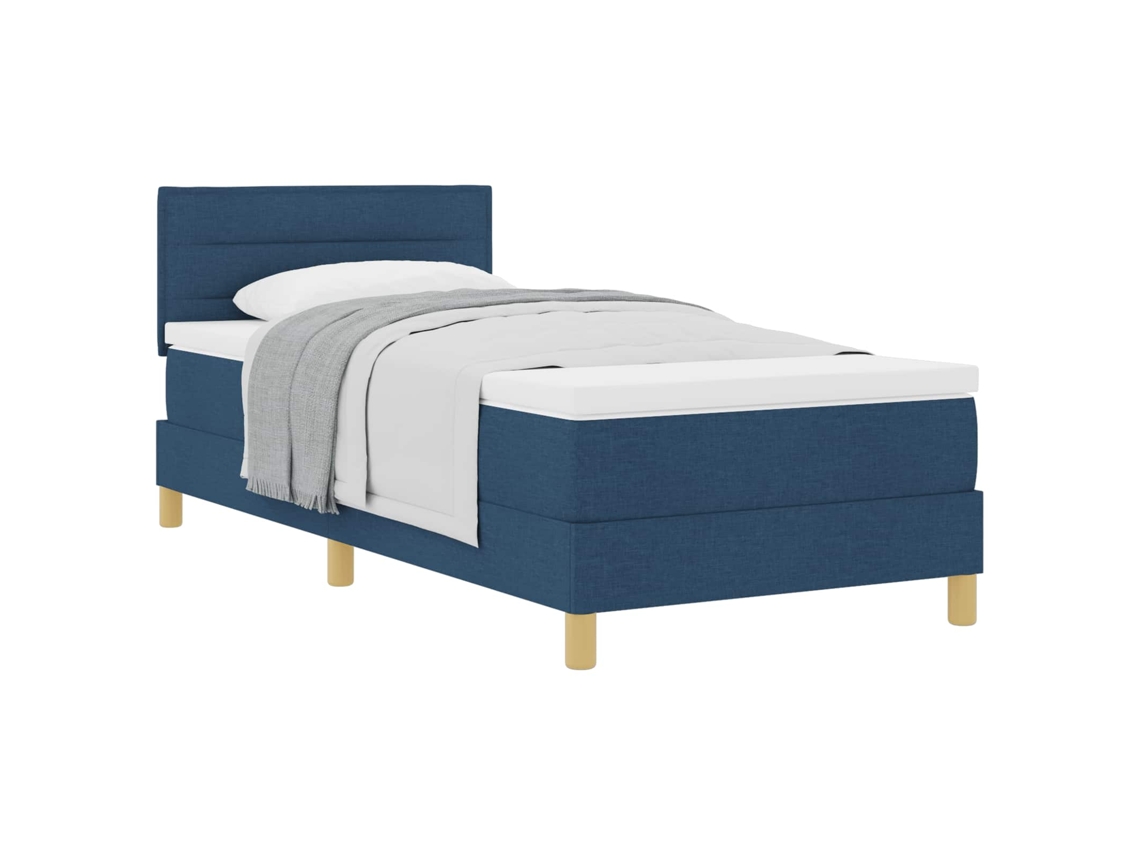 Cama Box com Colchão e Cabeceira Azul Tecido MAISON EXCLUSIVE (90x200 cm)