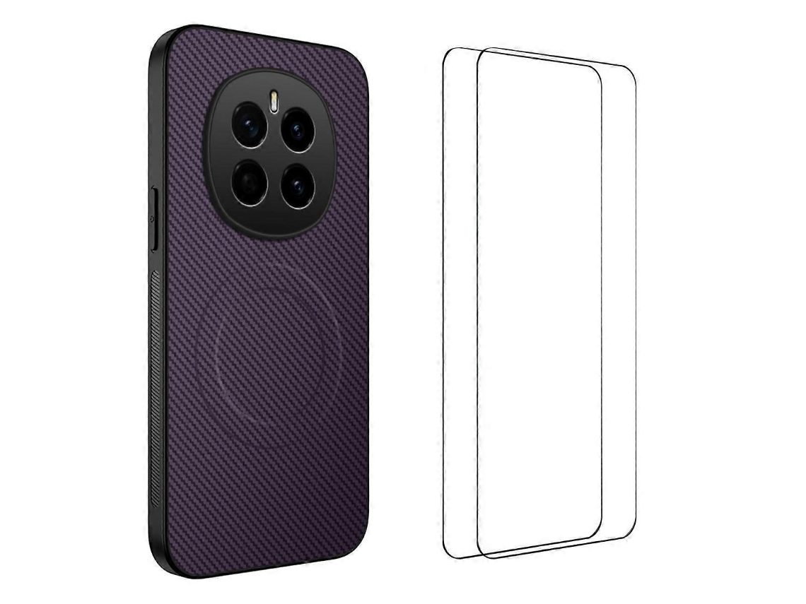 Capa Magnética Para Honor Magic7 5g Wanlonfeng Tq1 Series Com Textura De Fibra De Carbono E Tpu Para Pc Com 2 Películas De Tela Roxa