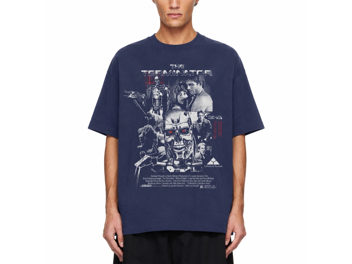 Rockinstone Terminator Movie Collage Navy T-shirt Size:xl