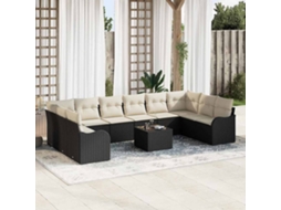 Vidaxl Conjunto De Sofá De Jardim Preto 55 X 55 X 37 Cm Vime Pe