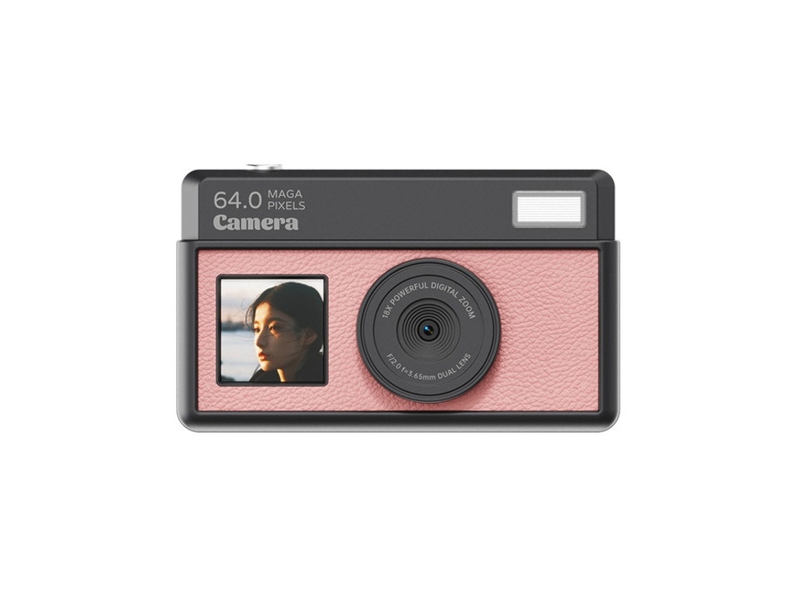 Câmera digital Yizhood 4K HD com zoom de 18x e tela de 2,8 polegadas (rosa)