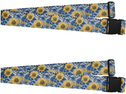Conjunto De 2 Cintas Bagagem Estilo Ukiyo E Japonesas Com Estampa Girassol Caveira Azul Marinho, Ajustáveis E Seguras