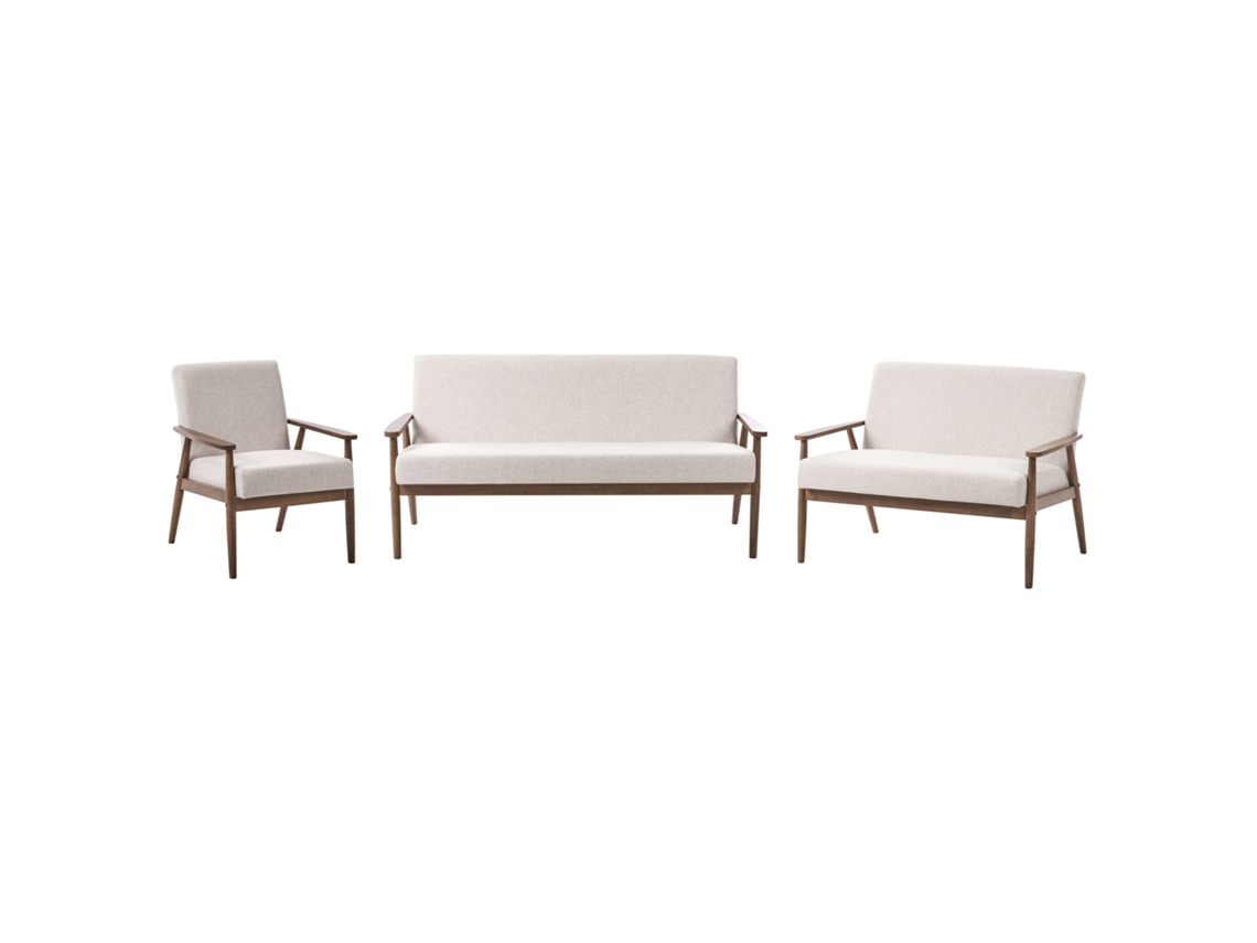 Conjunto De Sala De Estar Beliani Esrum De Tela Beige 151x72x79