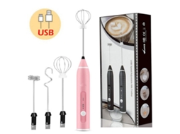 Espumador Elétrico de Leite, Portátil, Aço Inoxidável, para Café, Rosa AQUAFORGE
