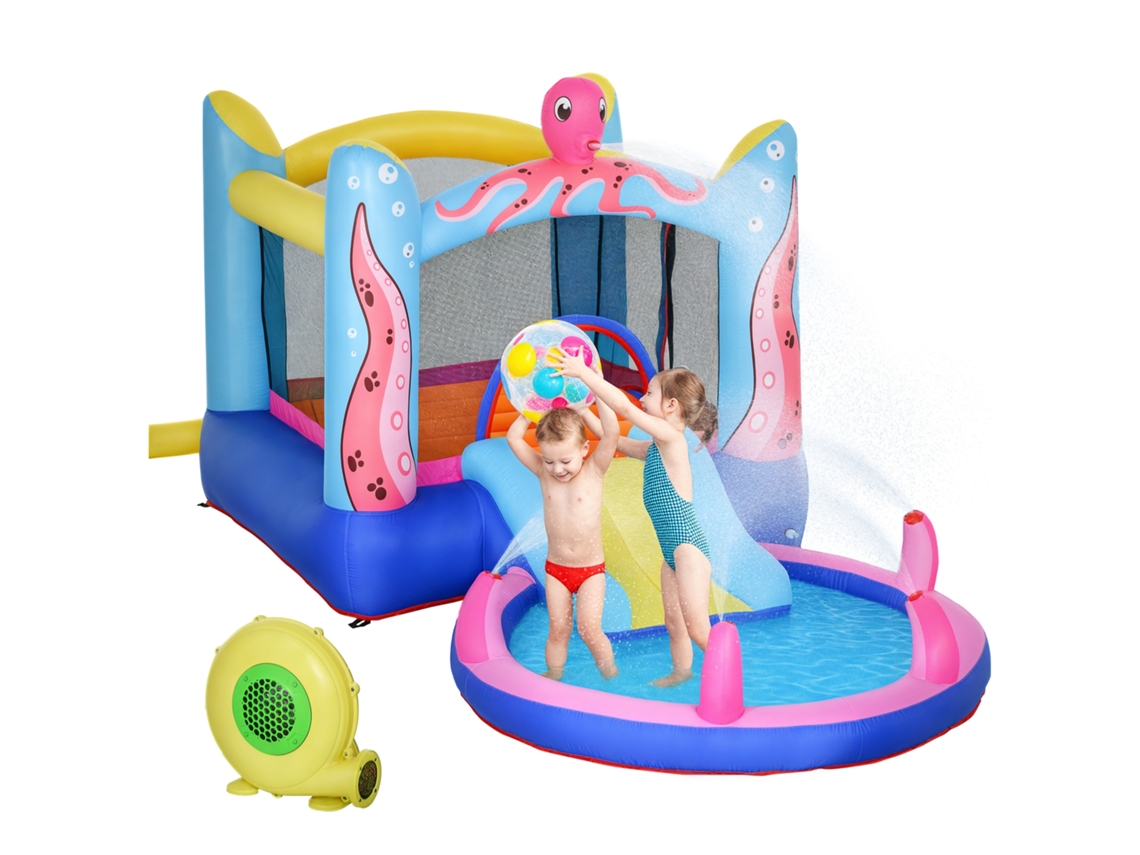 Castelo Insuflável Infantil +3 Anos, Escorrega, Trampolim, Piscina, Insuflador/bolsa, 360x175x180cm, Multicor. pt