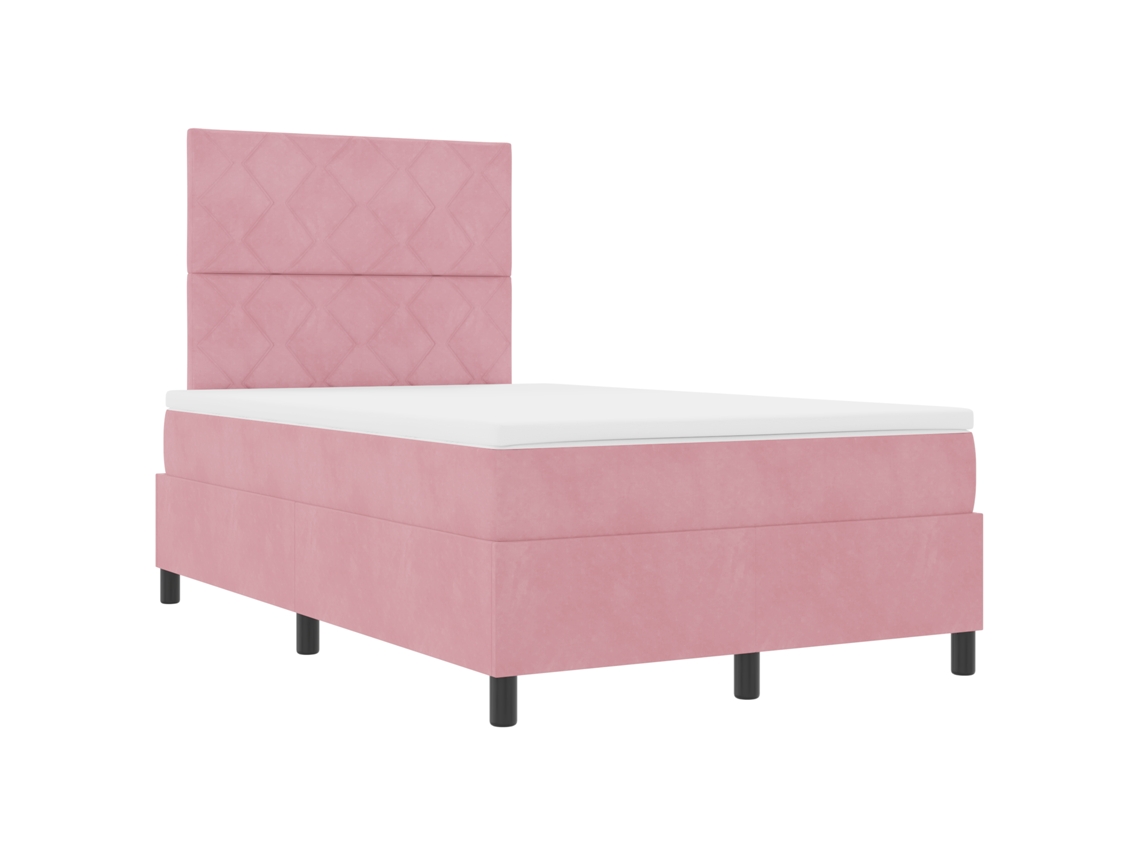 Estrutura De Cama De Veludo Rosa Com Armazenamento Vidaxl Rosa Veludo (120x190 Cm)