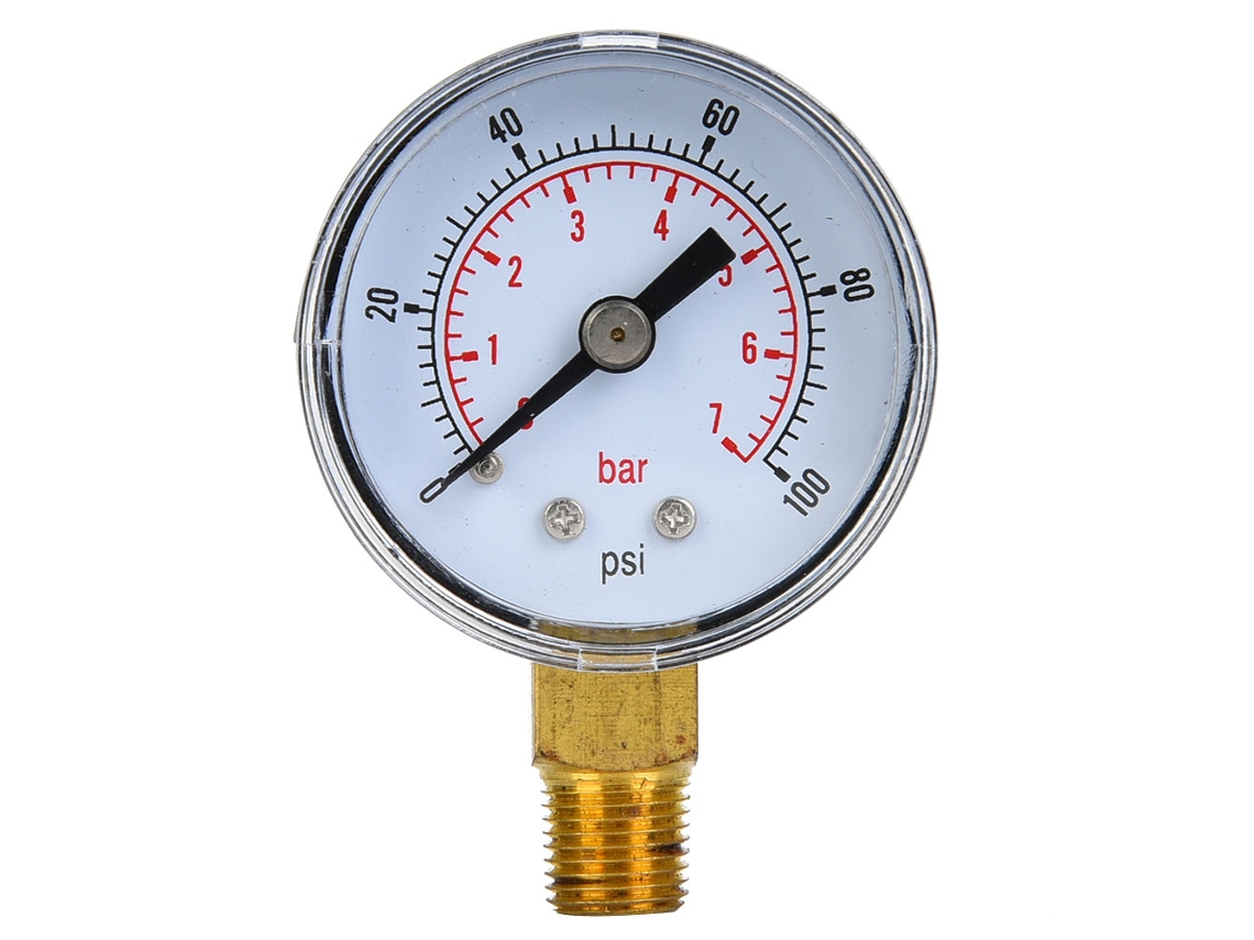 Manômetro De Pressão Mecânico 1/8" Bspt Conexão Inferior Para Ar Óleo Água 0-100psi 0-7bar