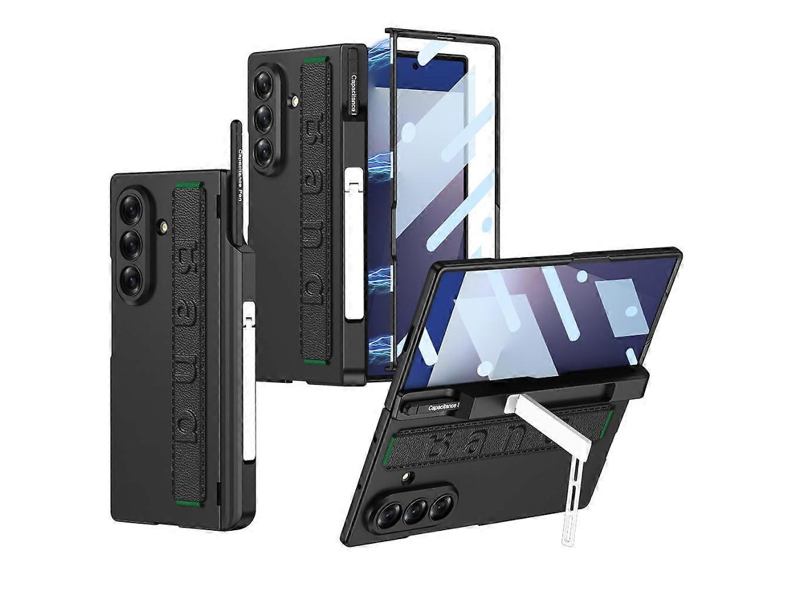 Capa Dobrável Com Dobradiça Magnética Integrada Gkk, Suporte Para Celular, Alça De Pulso E Porta-caneta Para Samsung Galaxy Z Fold7 5g.
