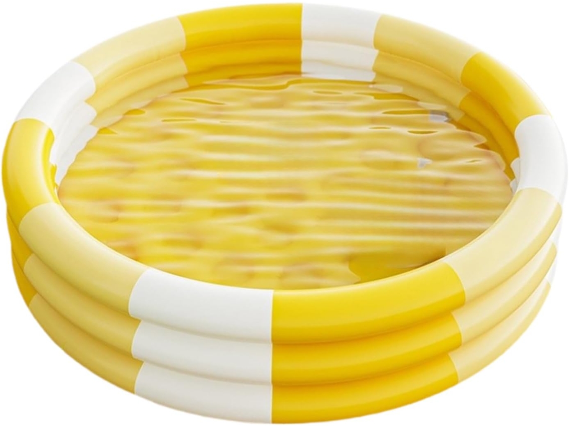 Piscina Inflável CHRUI para Crianças Listras Fundo Bolhas 130cm (amarelo) | CHRUI