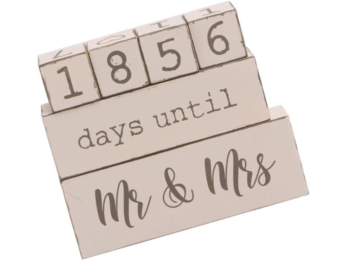 Calendário de Madeira Alipis 4x4x4 Cm, Faça Você Mesmo, Contagem Regressiva para Casamento, Bege, Feito À Mão,