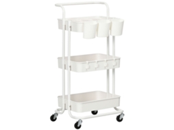 Carrinho de Cozinha Aço e Abs Cor Branco 42x38x86,5 cm Homcom