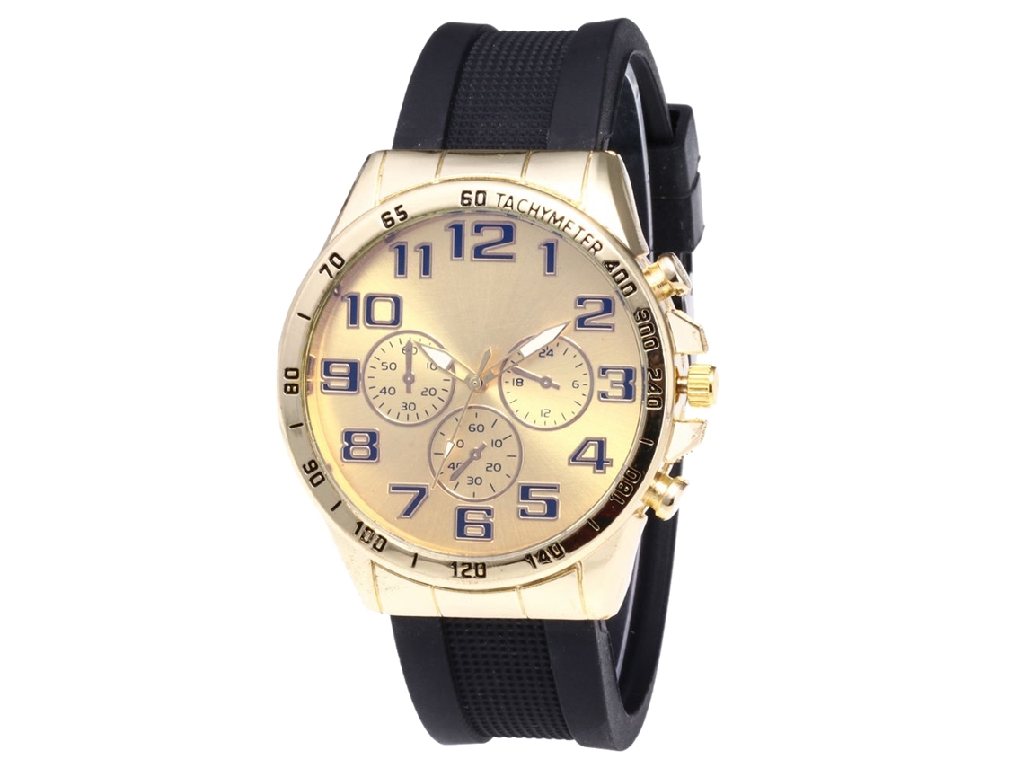 Reloj De Cuarzo Con Correa De Silicona Moda Dial Redondo Unisex Casual (oro)