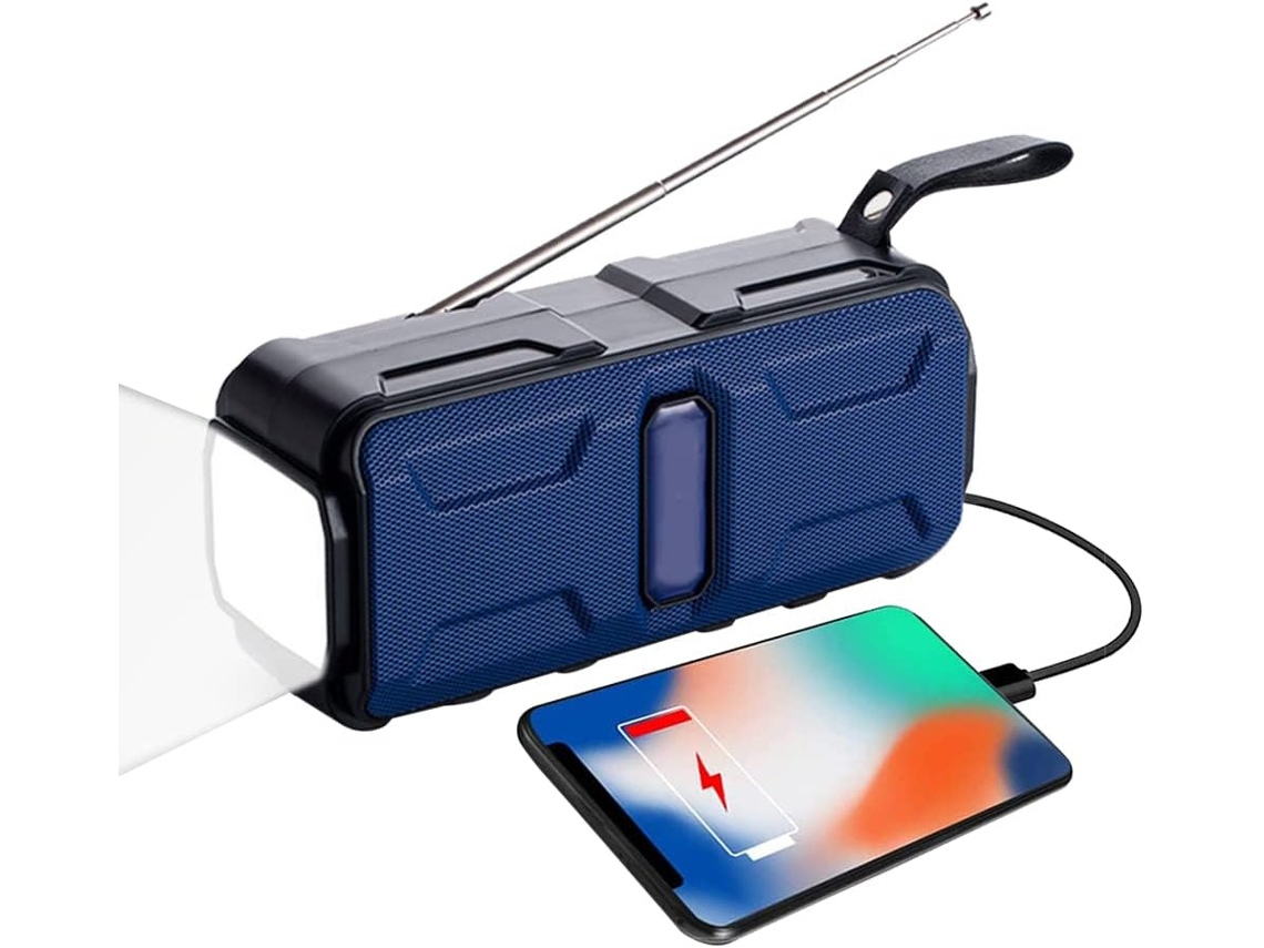 Rádio de Emergência AQUAFORGE com Energia Solar, AM/FM, Manivela, Bateria 2000mAh