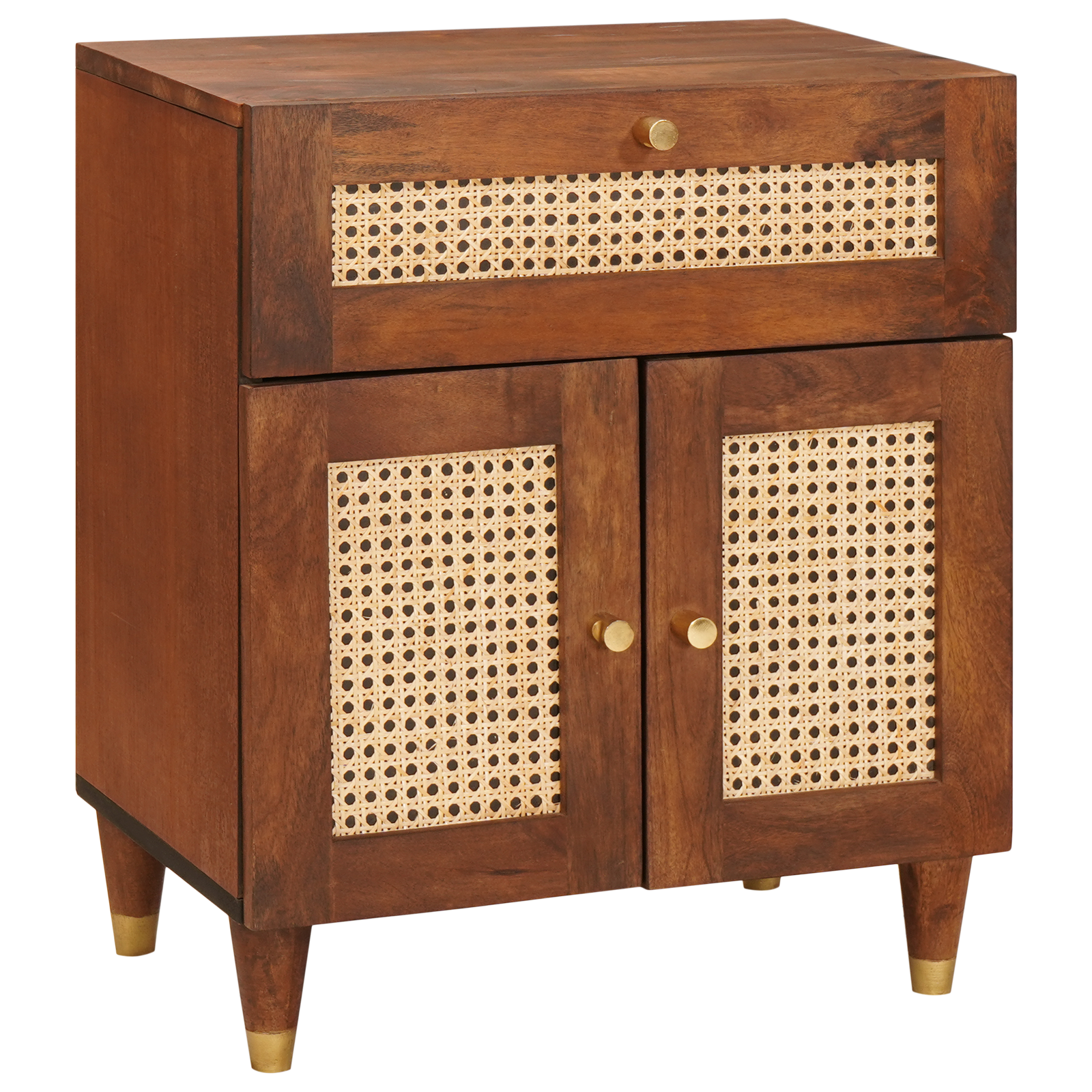 Conjunto 1 Mesa-de-cabeceira Vidaxl Castanho Madeira De Mangueira Maciça (50 X 33 X 60 Cm)