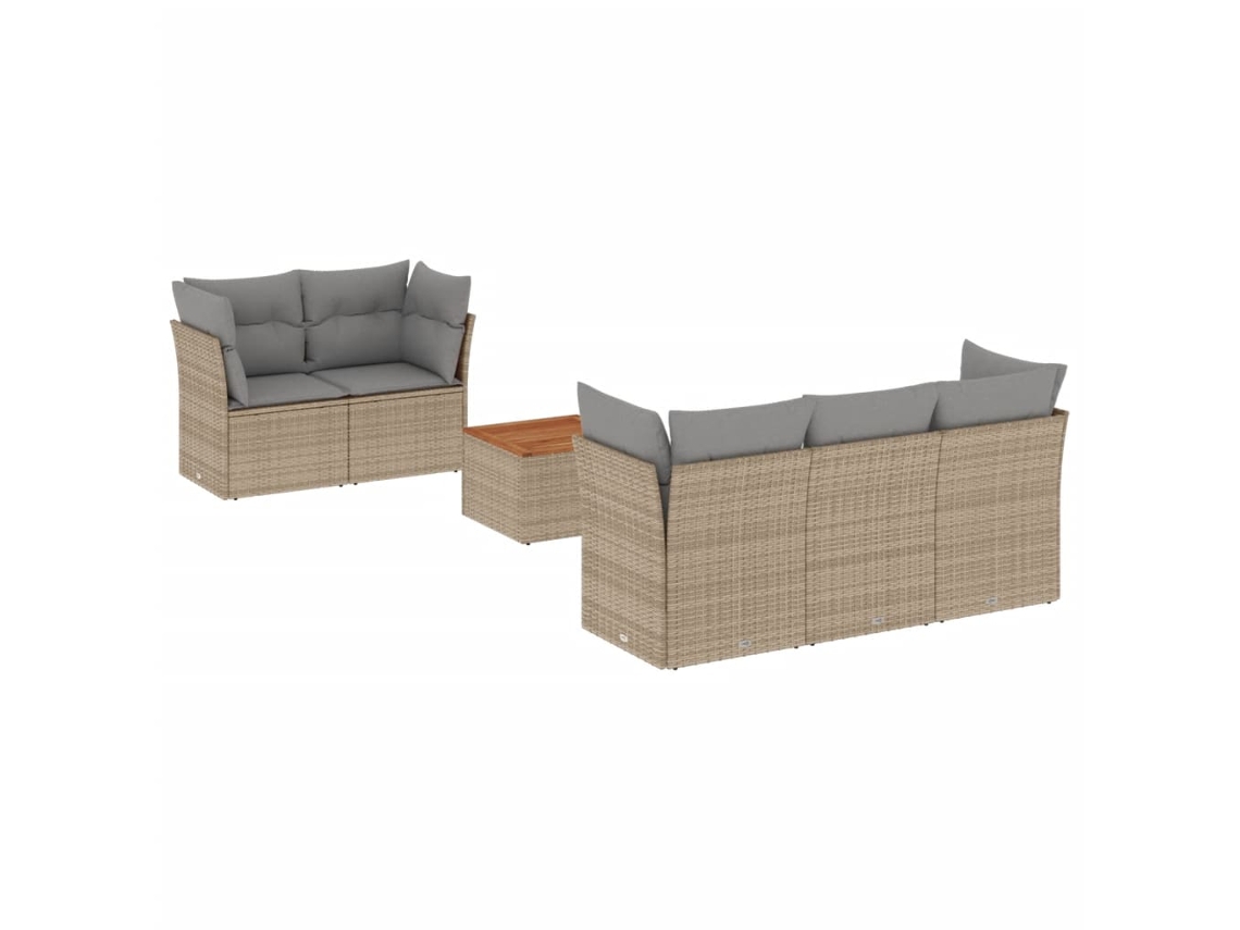 Conjunto de 6 Sofás P/ Jardim com Almofadões Vime Pe Bege MAISON EXCLUSIVE (80x200 cm)