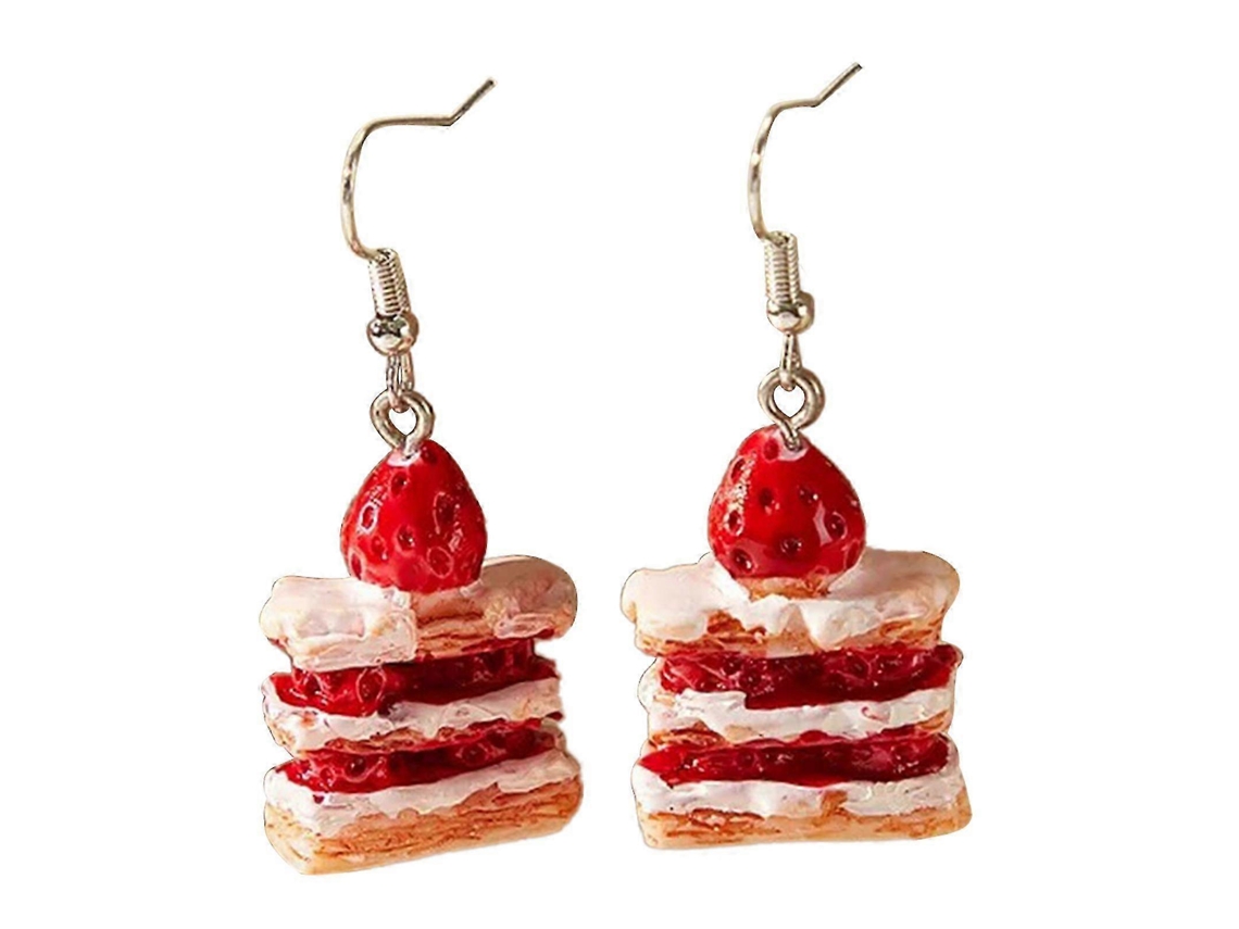 Brincos De Bolo De Morango Handmade Multicolor, Presente Natalino Para Mulher