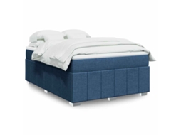 Vidaxl Cama Com Molas/colchão 140x190 Cm Tecido Azul