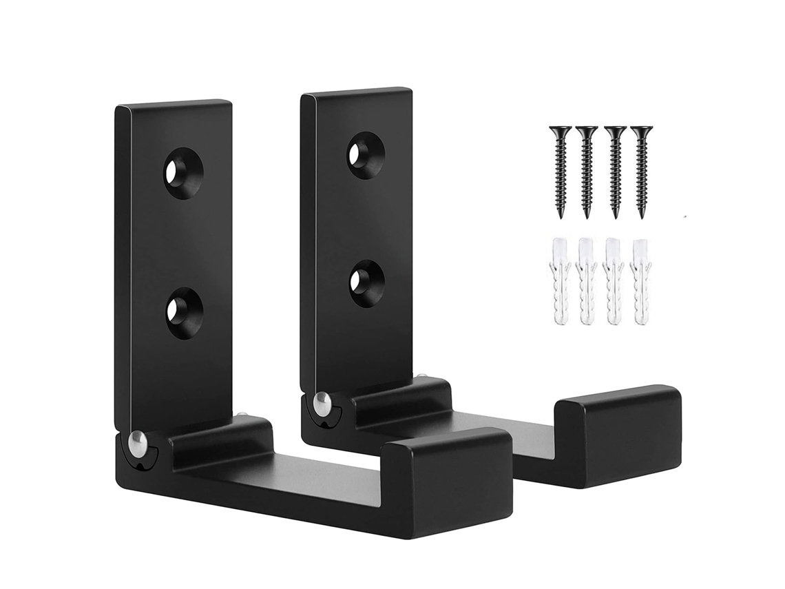 Conjunto 2 Ganchos Dobráveis de Parede Reforçados, Preto. Suporta Casacos, Bolsas, Chapéus e Fones, Design Compacto Economiza Espaço.