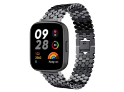 Bracelete para Redmi Watch 3 XIAOMOYU em Metal com Textura de Escamas de Peixe Preta