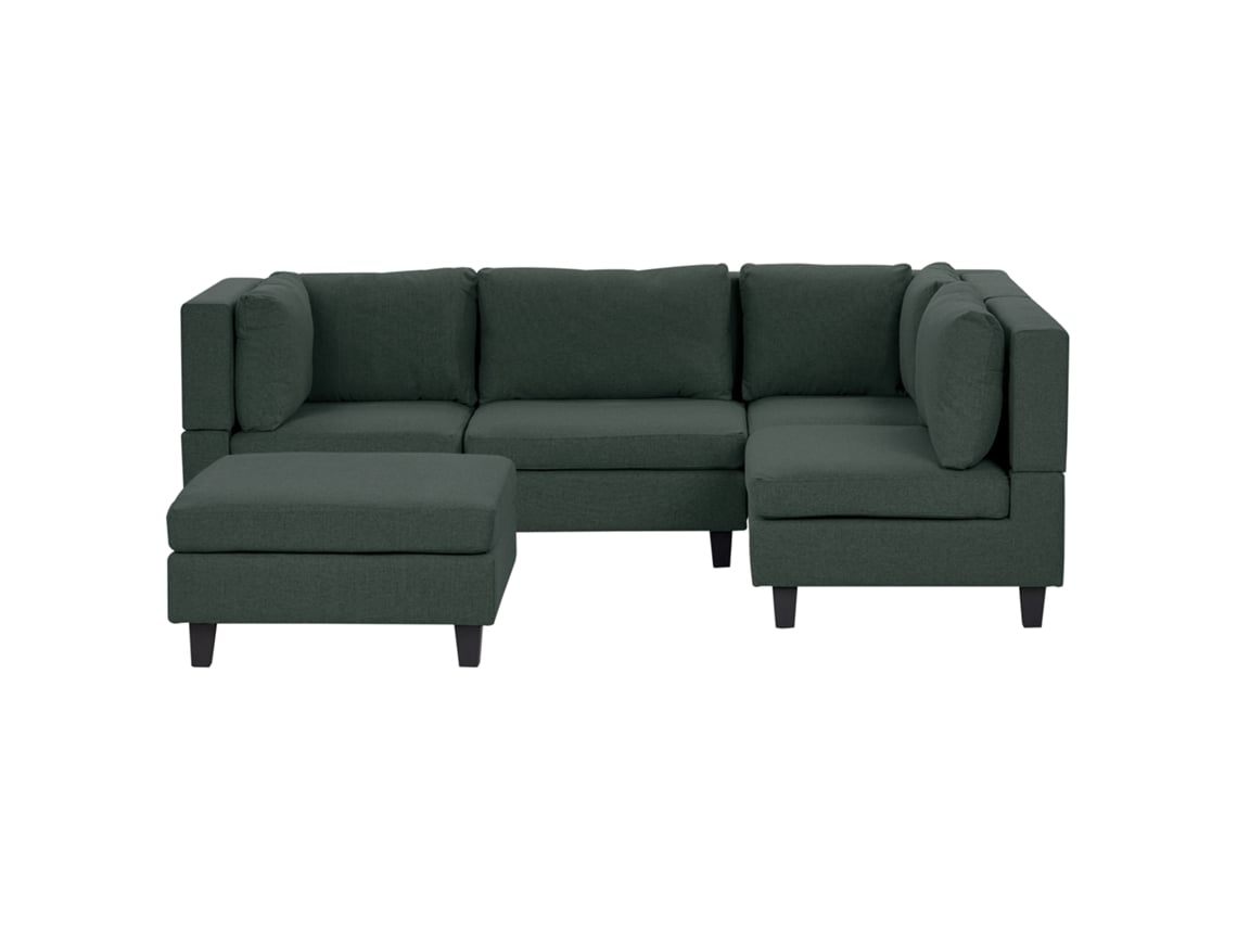 Sofá de Esquina BELIANI Unstad de Tecido Verde Escuro 228x152x72