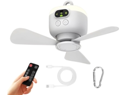 Ventilador De Camping Recarregável, Ventilador De Camping Led Para Exterior Com 4 Velocidades, Ventilador Silencioso Com Controle Remoto
