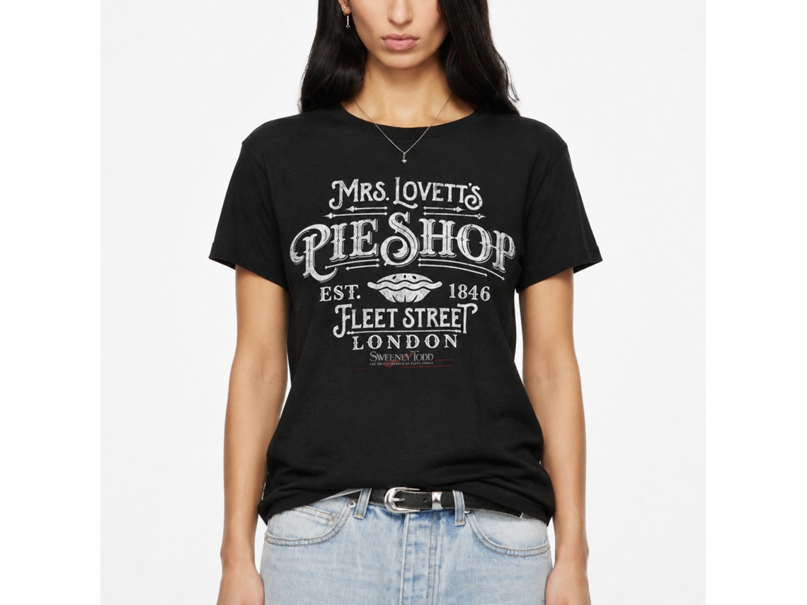 Rockinstone Sweeny Todd Lovetts Pie Shop Black Adult T-shirt Size:m