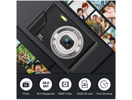 Câmera Compacta Digital VIGA EUROPE Dc311Af 48Mp Hd Resolução 2 4 Polegadas Tela 32Gb Preto