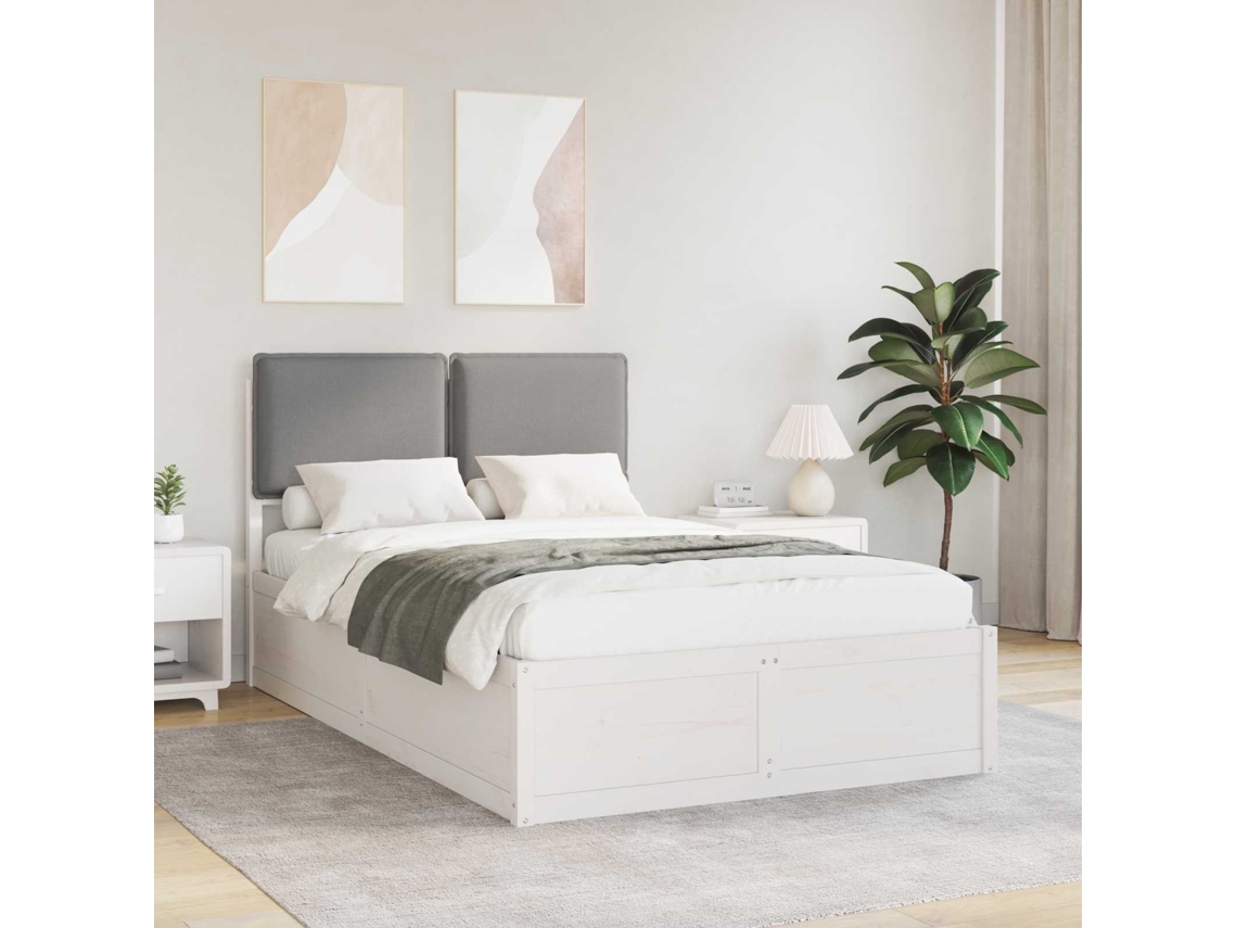 Vidaxl Estrutura De Cama Com Cabeceira Estofada Cinzento-claro