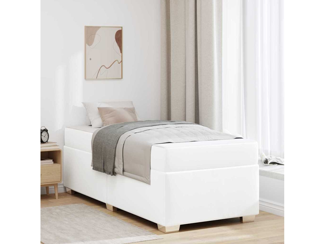 Vidaxl Estrutura da Cama com Colchão Branco 90 X 200 Cm Tecido