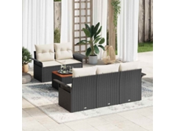 Vidaxl Conjunto De Sofá De Jardim 6 Unid. Preto Vime Pe