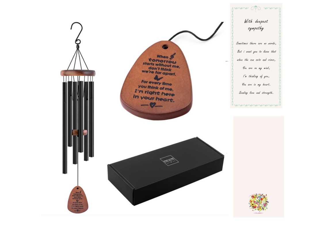 Sinos De Vento Lurelia, 5 Tubos, Para Jardim, Suspenso, De Madeira, Preto, 28 Polegadas, 71 Cm