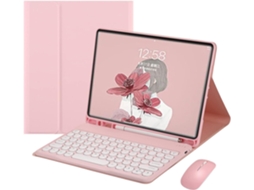 Capa para Tablet  + Teclado I 9 2021 10,2" I 8 I 7 Air 3 Pro 10,5 Rosa