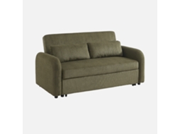 Sofá-cama Com Linhas Arredondadas Em Veludo Canelado, 2 Lugares , Verde Caqui