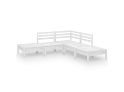 5 Pcs Conjunto Lounge de Jardim Pinho Maciço Branco MAISON EXCLUSIVE