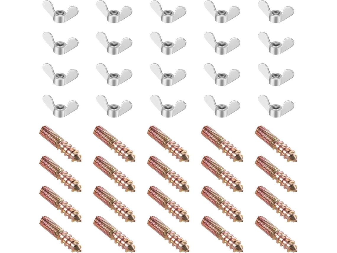 Kit De 40 Parafusos De Asa De 6 Mm Com Rosca Dupla Em Aço Para Instalação Sem Ferramentas E Conexão Segura