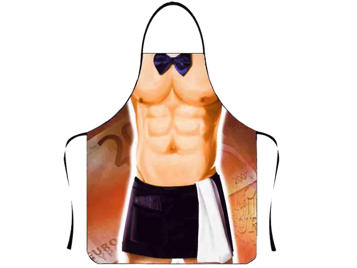 Delantal de Cozinha Homem Muscular Divertido com Cinto Ajustável Impermeável de Poliéster para Lar e Restaurante Jikaixiang 8