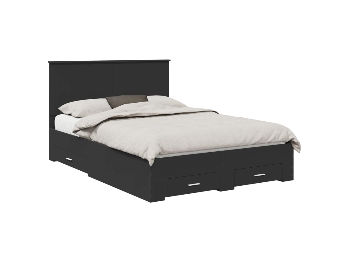 Estrutura da Cama Preto MAISON EXCLUSIVE em Madeira Processada 140x190 cm