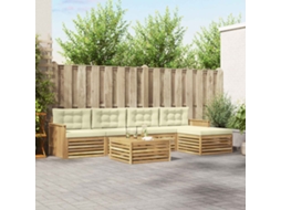 Vidaxl Conjunto De Sofás Para Exterior 6 Unid. Branco E Creme